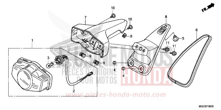 TAILLIGHT for CB1100 ABS GRAPHITE BLACK (NHB01) from 2014